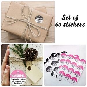 5/$20!! Set of 60 "warning" stickers
